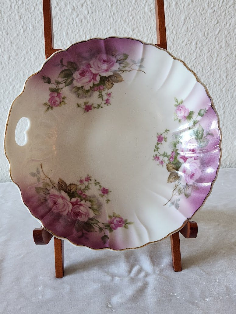 Lefton "Heavenly Rose" Handled Candy or Trinket Dish