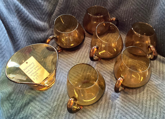 MCM HAND BLOWN AMBER GLASS  WITH asymmetrical style.