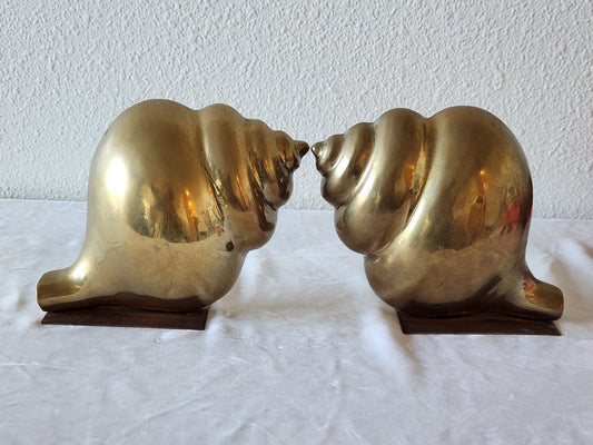 Brass Conch Seashell Bookends