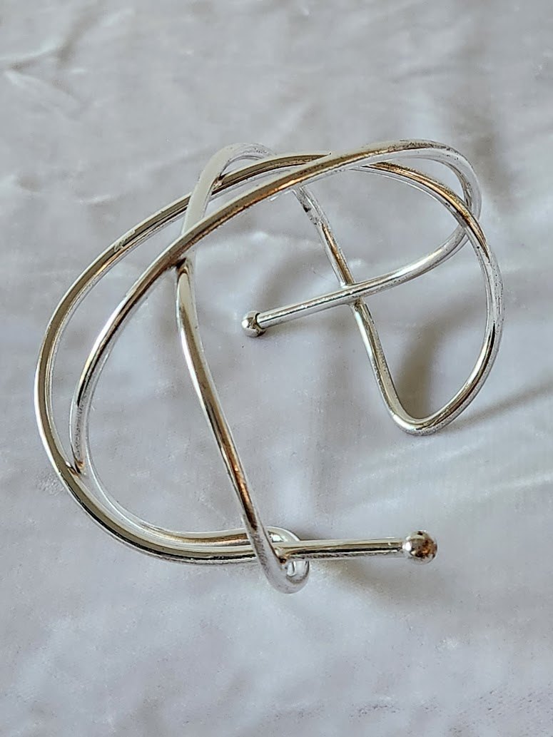 Modernist Geometric Intertwined Cuff Bracelet