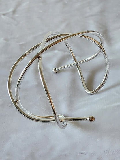 Modernist Geometric Intertwined Cuff Bracelet