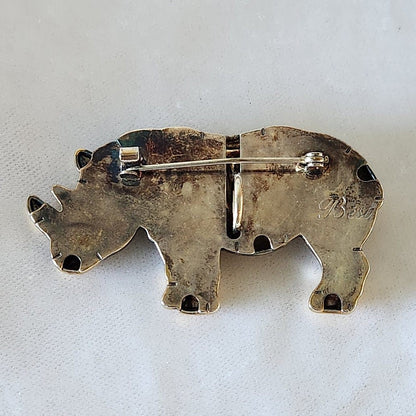 1980s Best Rhinoceros Brooch Pendant