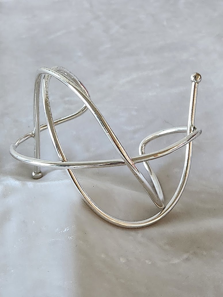 Modernist Geometric Intertwined Cuff Bracelet