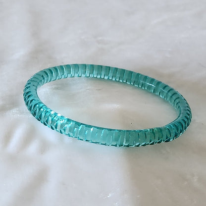 Aqua Blue Glass Bangle Bracelet
