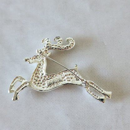 Vintage Rhinestone Reindeer Brooch