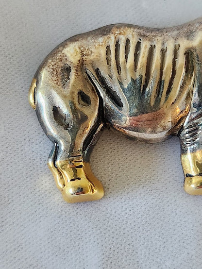 1980s Best Rhinoceros Brooch Pendant