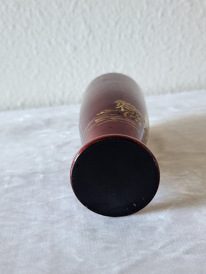 Midcentury Japanese Red Lacquerware Bud Vase