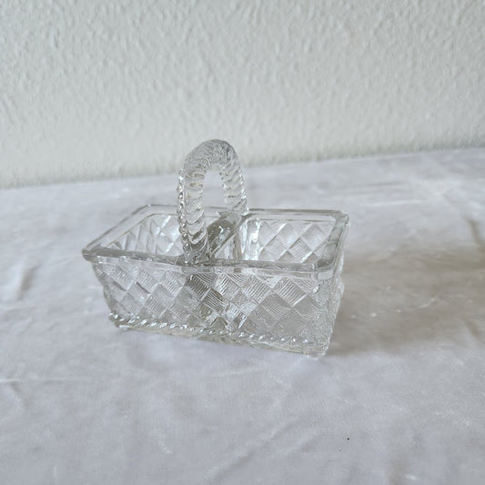 Antique "Hayeck" Salt Cellar or Miniature Basket by Co-Operative Flint Glass Co.