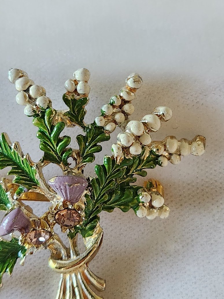 Scottish Thistle & Heather Brooch