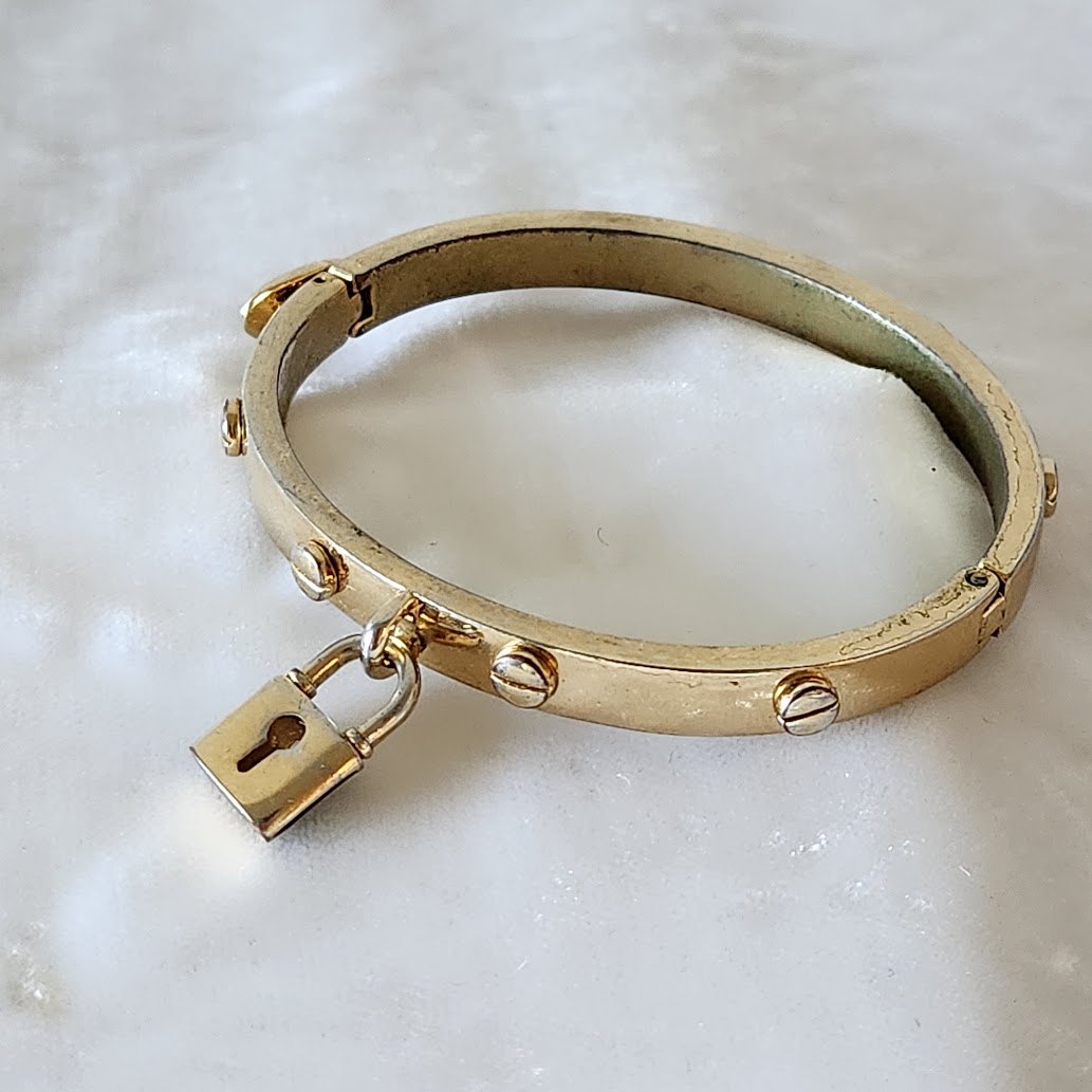 Love-Lock Padlock Charm Bangle Bracelet