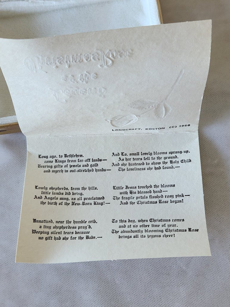 1966 Giovanni Christmas Rose Brooch with Case & Legend Card