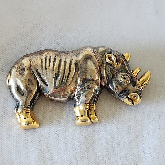 1980s Best Rhinoceros Brooch Pendant