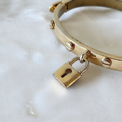 Love-Lock Padlock Charm Bangle Bracelet