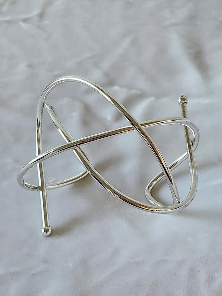 Modernist Geometric Intertwined Cuff Bracelet