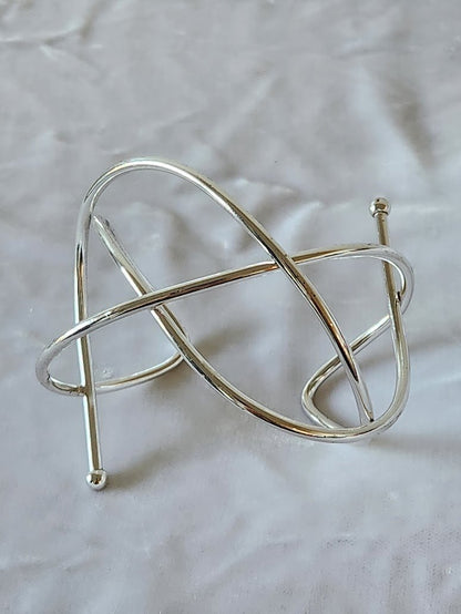 Modernist Geometric Intertwined Cuff Bracelet
