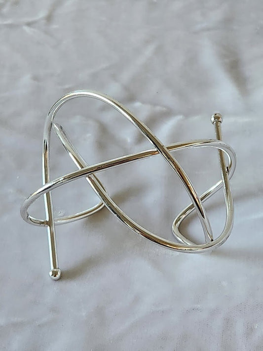 Modernist Geometric Intertwined Cuff Bracelet