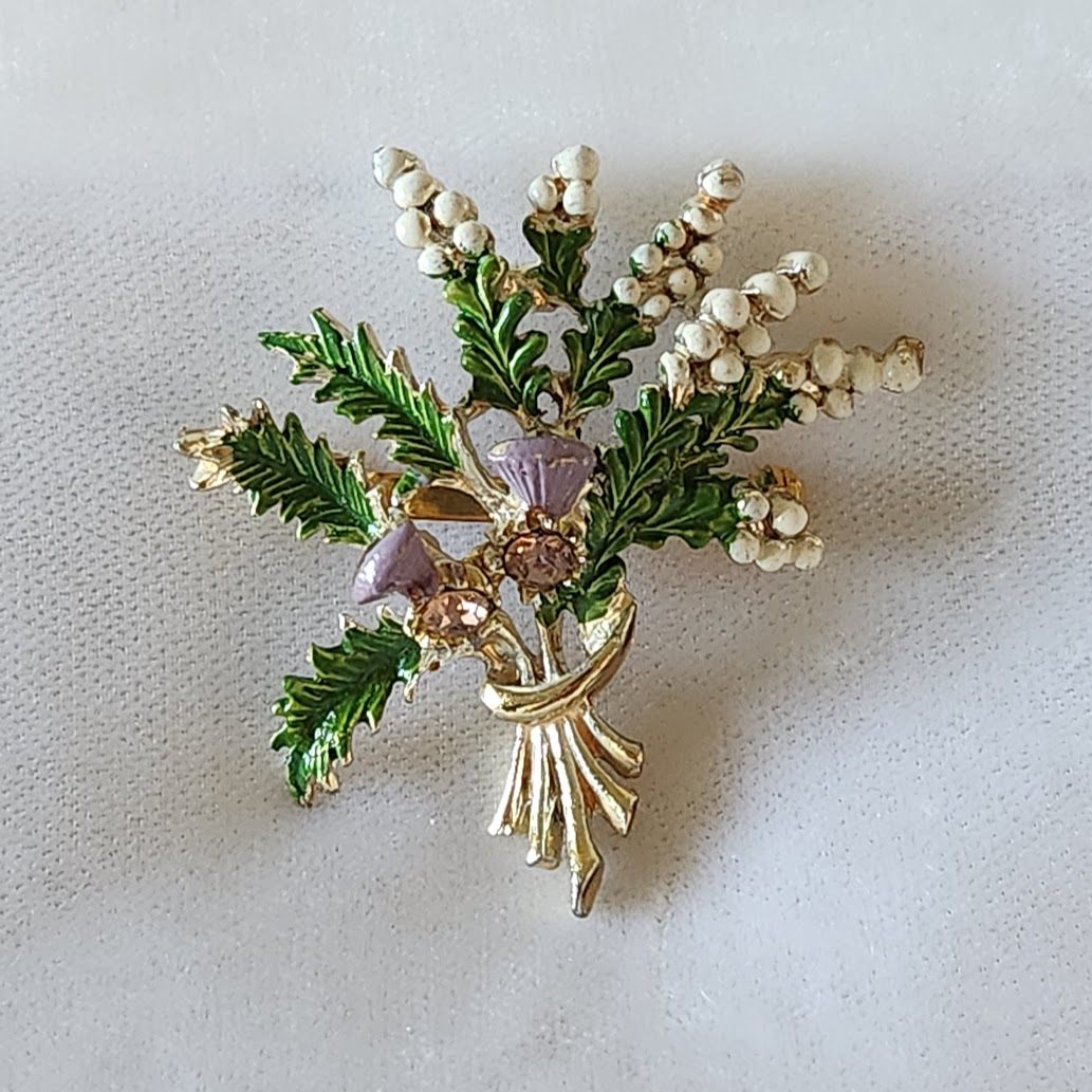 Scottish Thistle & Heather Brooch