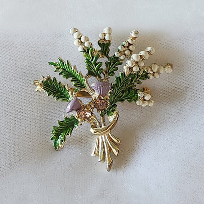 Scottish Thistle & Heather Brooch