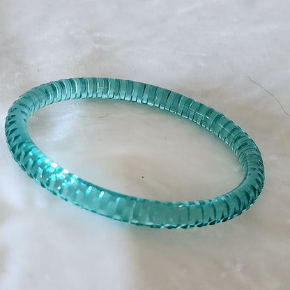 Aqua Blue Glass Bangle Bracelet