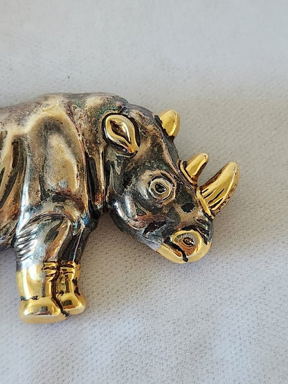 1980s Best Rhinoceros Brooch Pendant