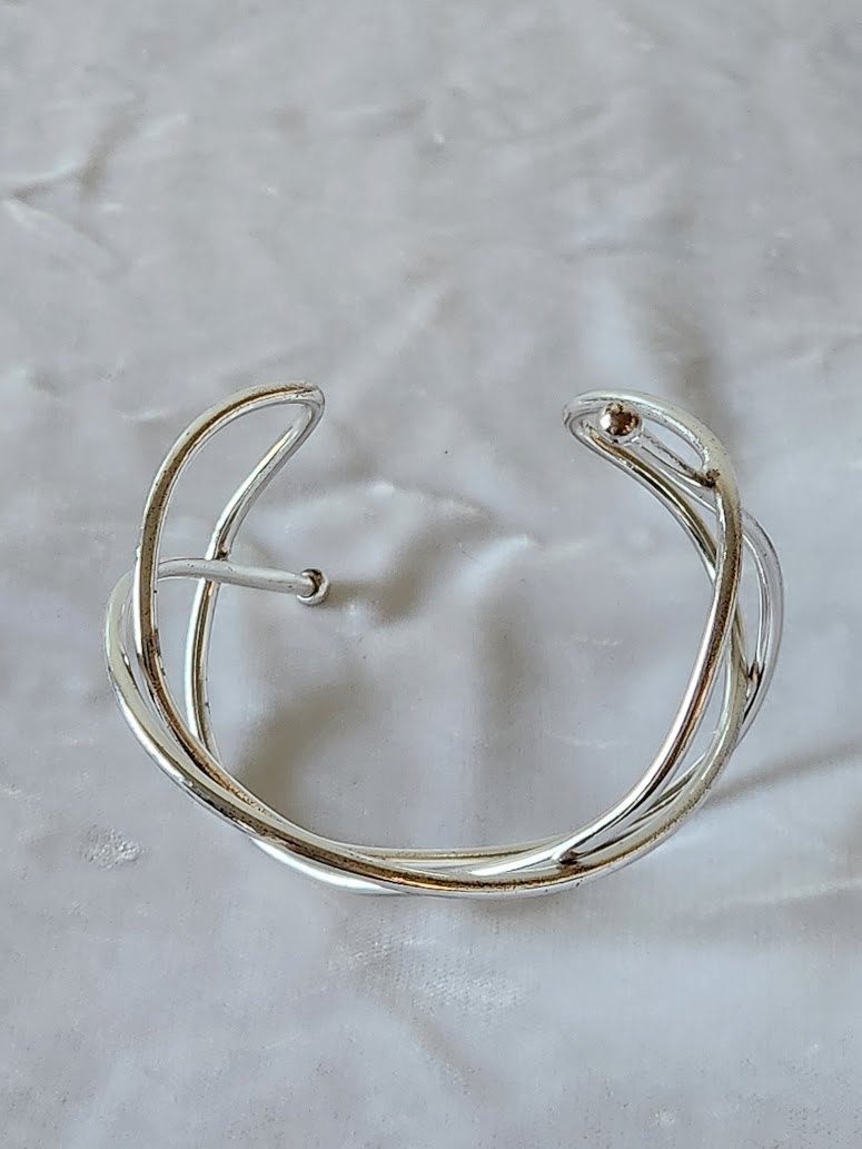 Modernist Geometric Intertwined Cuff Bracelet