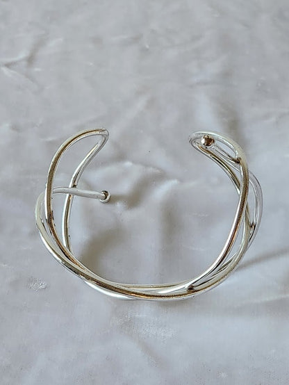 Modernist Geometric Intertwined Cuff Bracelet