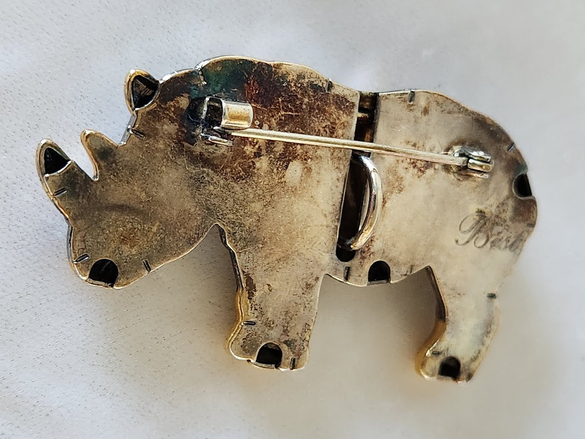 1980s Best Rhinoceros Brooch Pendant