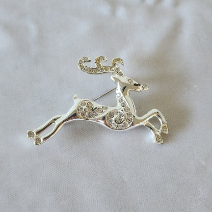 Vintage Rhinestone Reindeer Brooch
