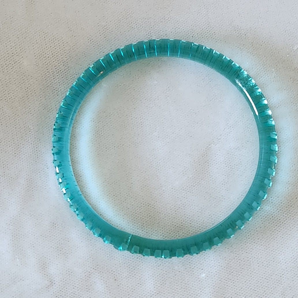 Aqua Blue Glass Bangle Bracelet