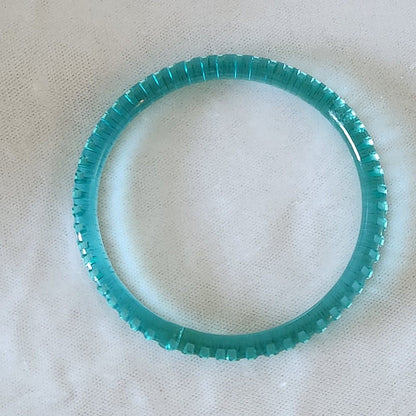 Aqua Blue Glass Bangle Bracelet