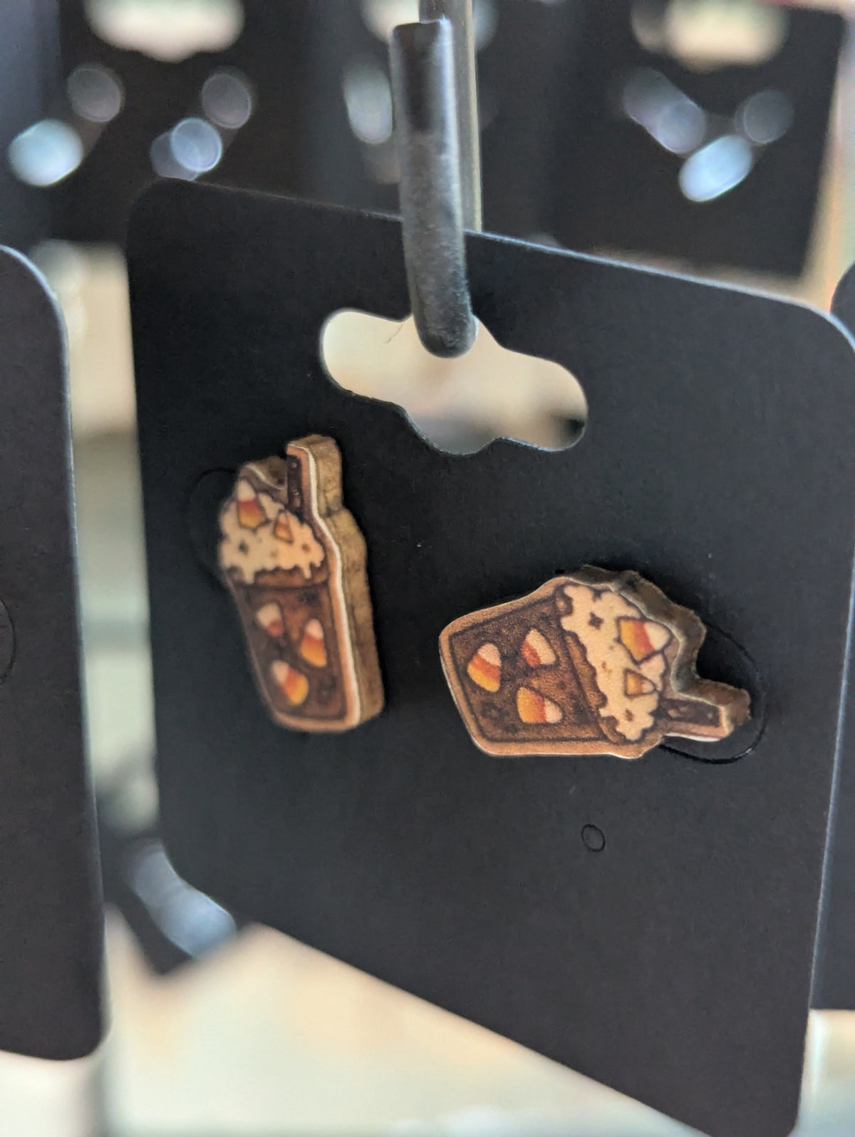 Candy corn wooden earrings mini 