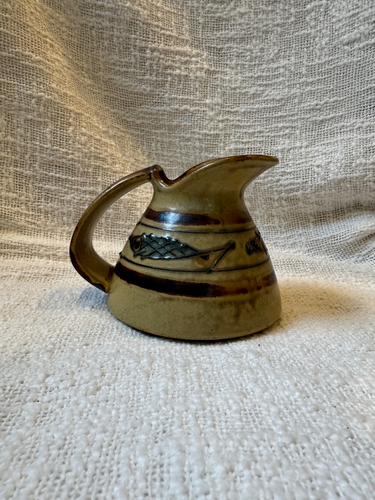 Vintage mcm Japanese Stoneware Small pitcher 