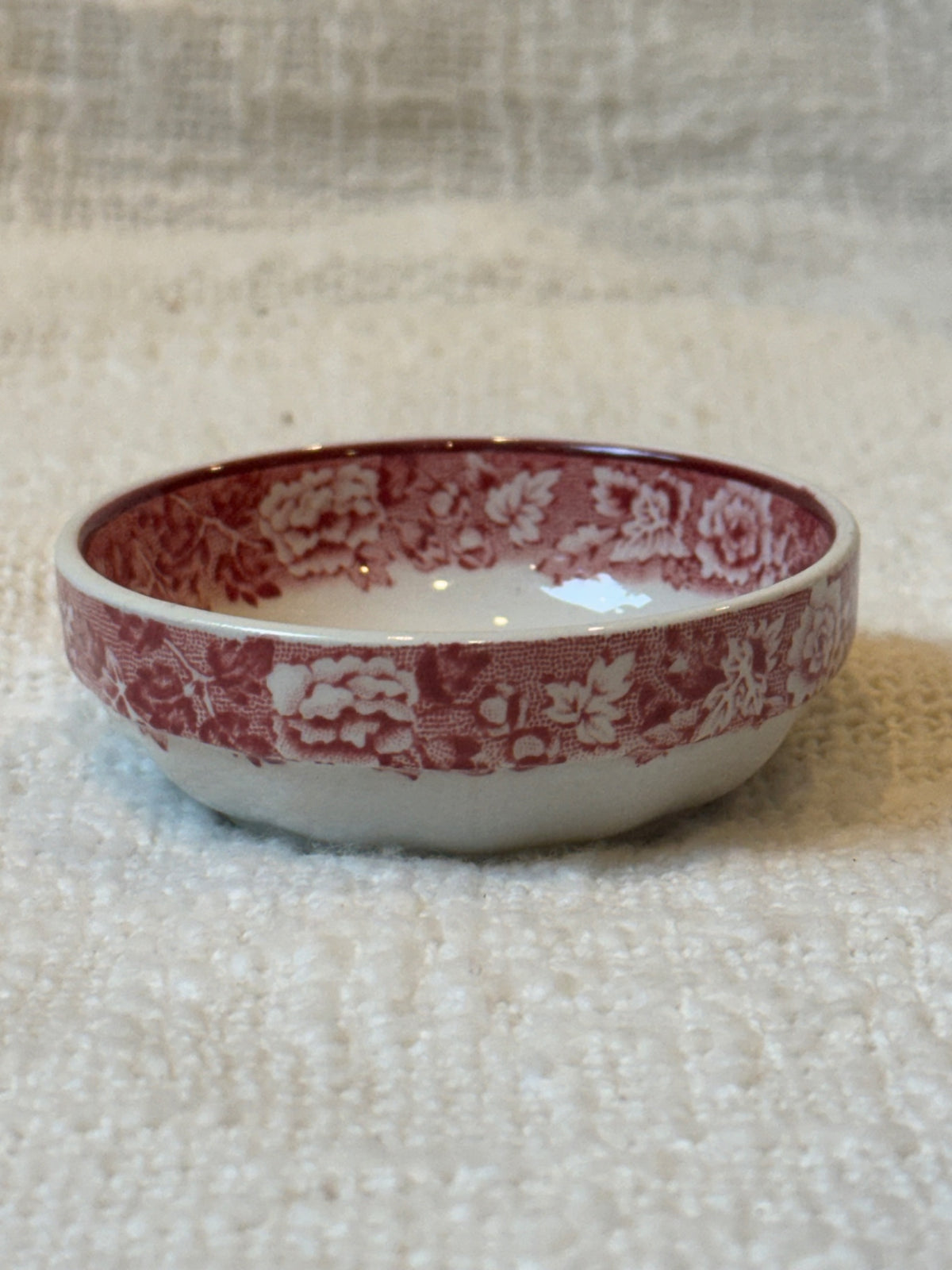 Red transferware Individual salt dip or pinch bowl WOOD'S England 