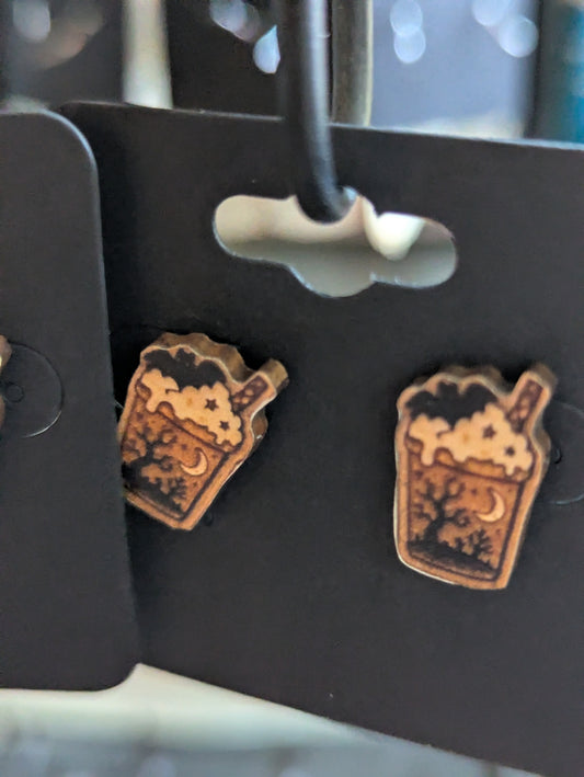 Bat wooden earrings mini 