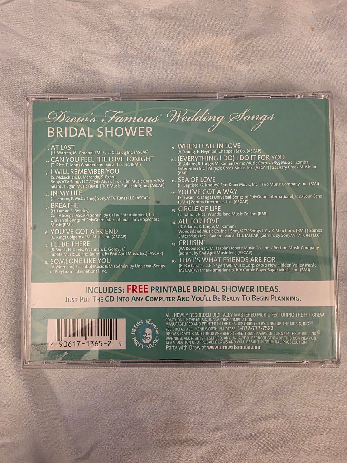 BRIDLE SHOWER. Drew's famous wedding songs.