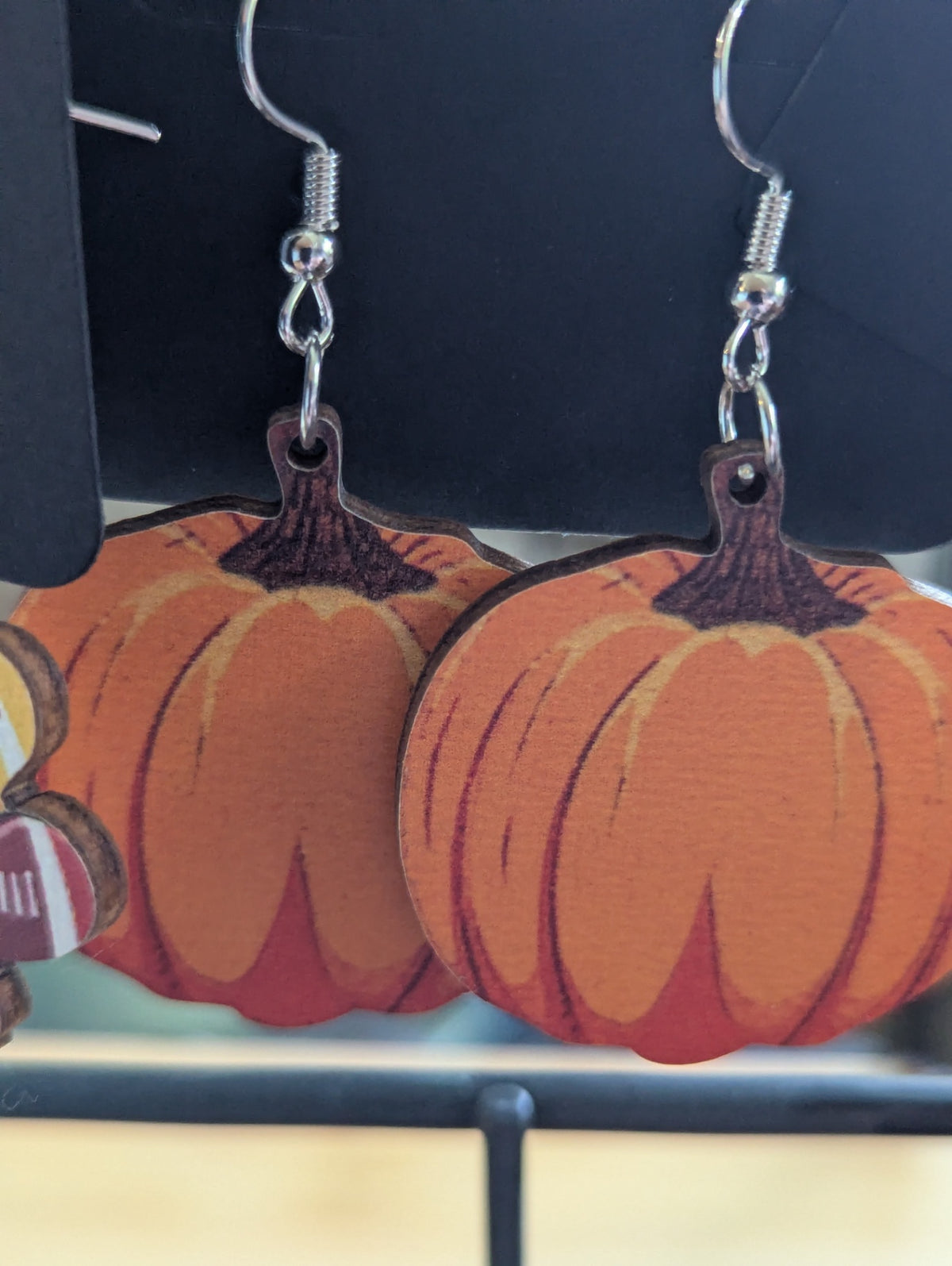 Pumpkin wooden earrings large 