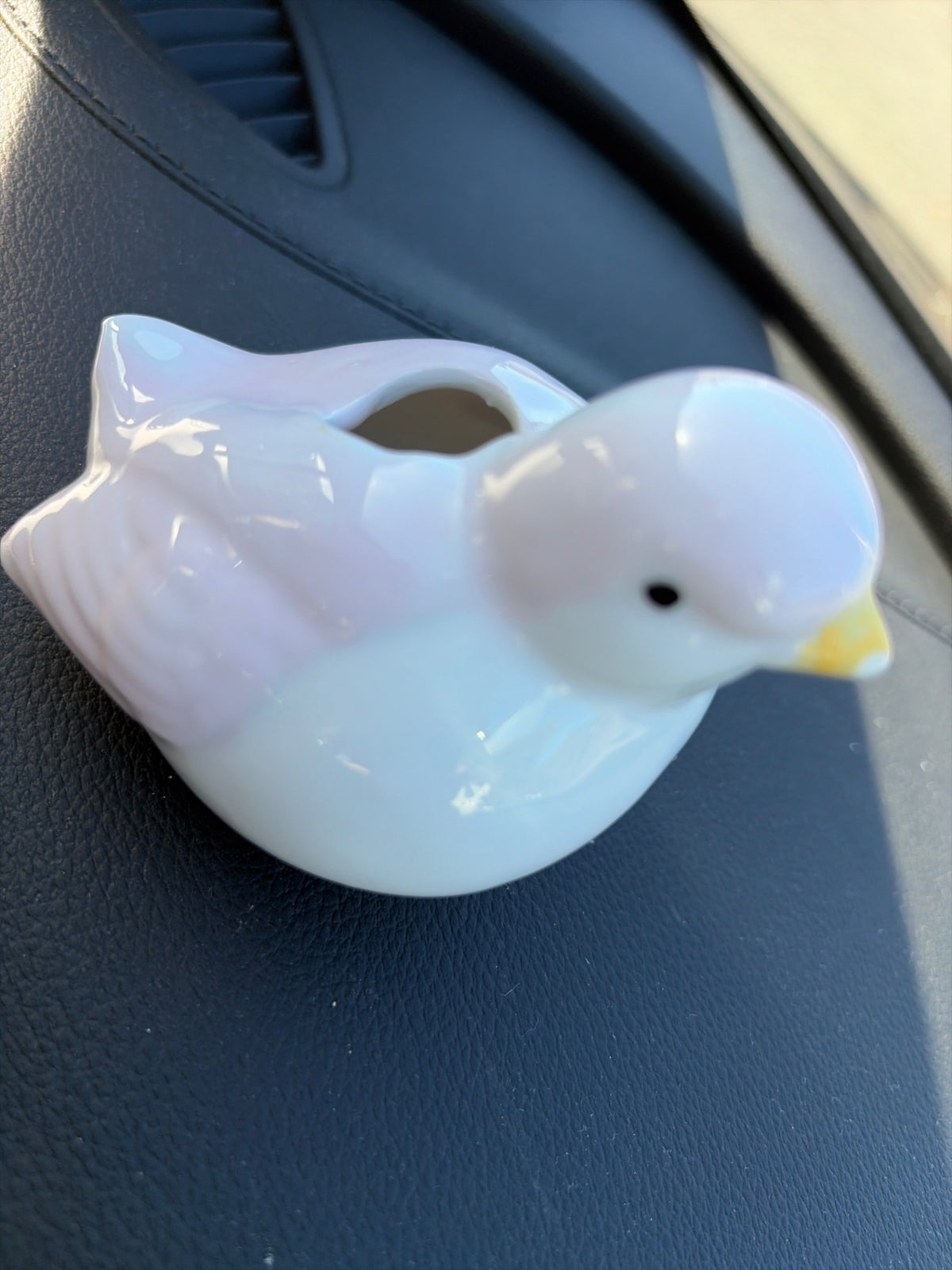 Mini Ceramic Pink and white Bird vase