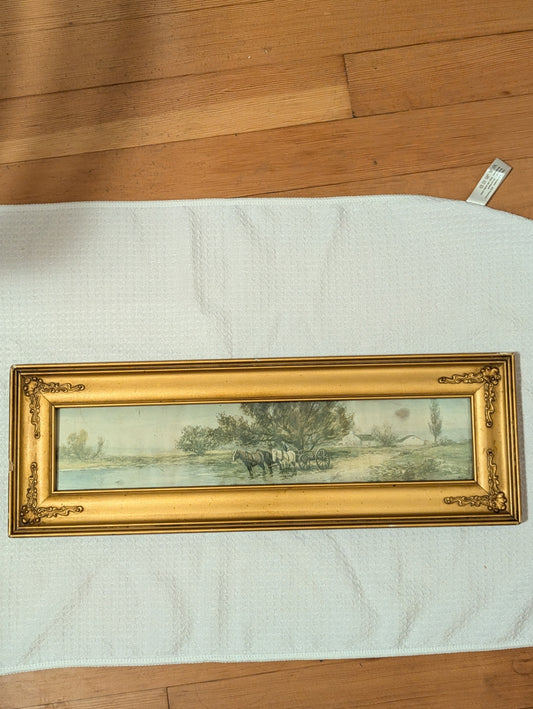 Vintage Panoramic Farm Scene (some age damage to the frame)