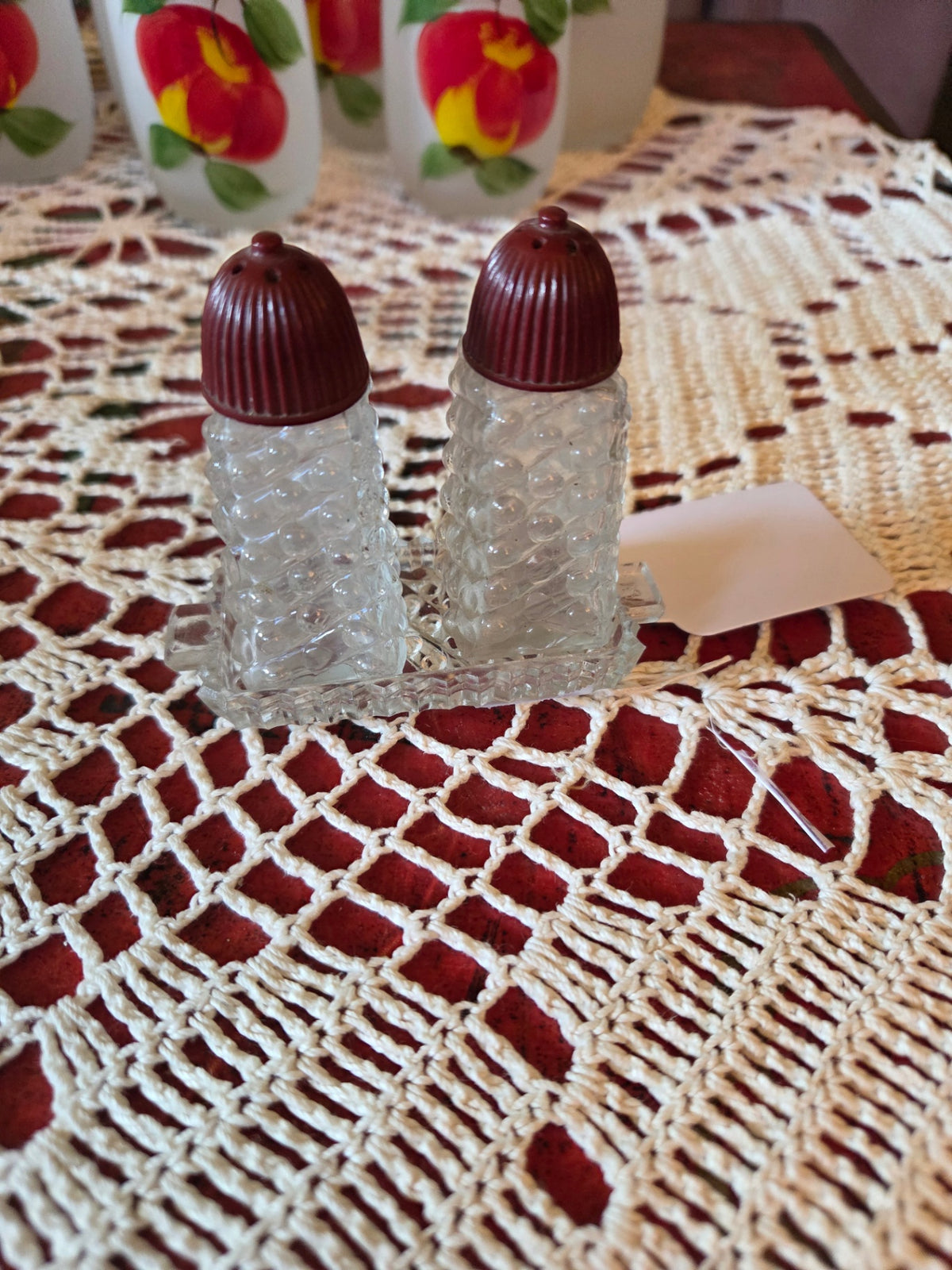 Vintage glass salt and pepper