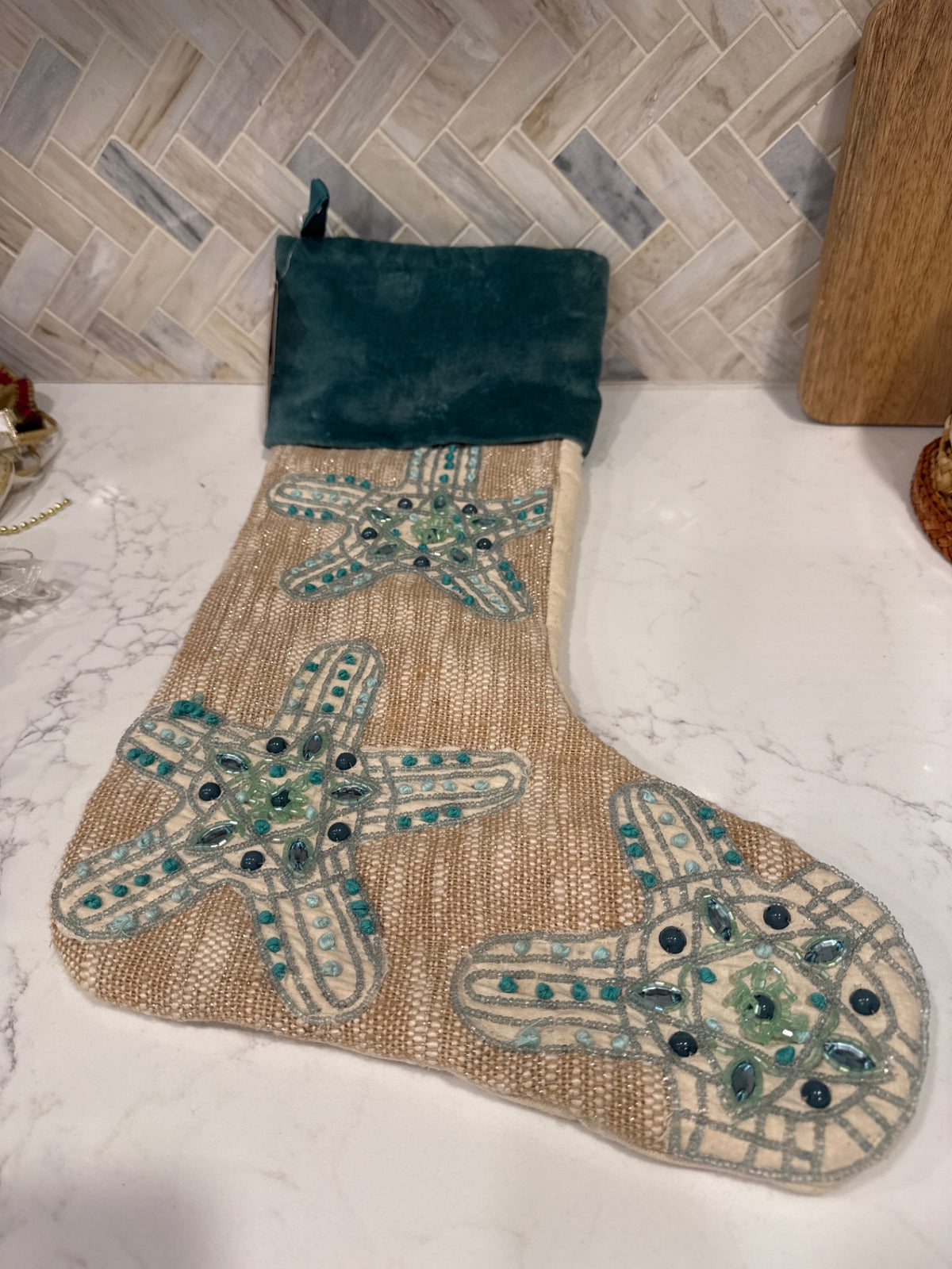Christmas Stocking Beaded Starfish 