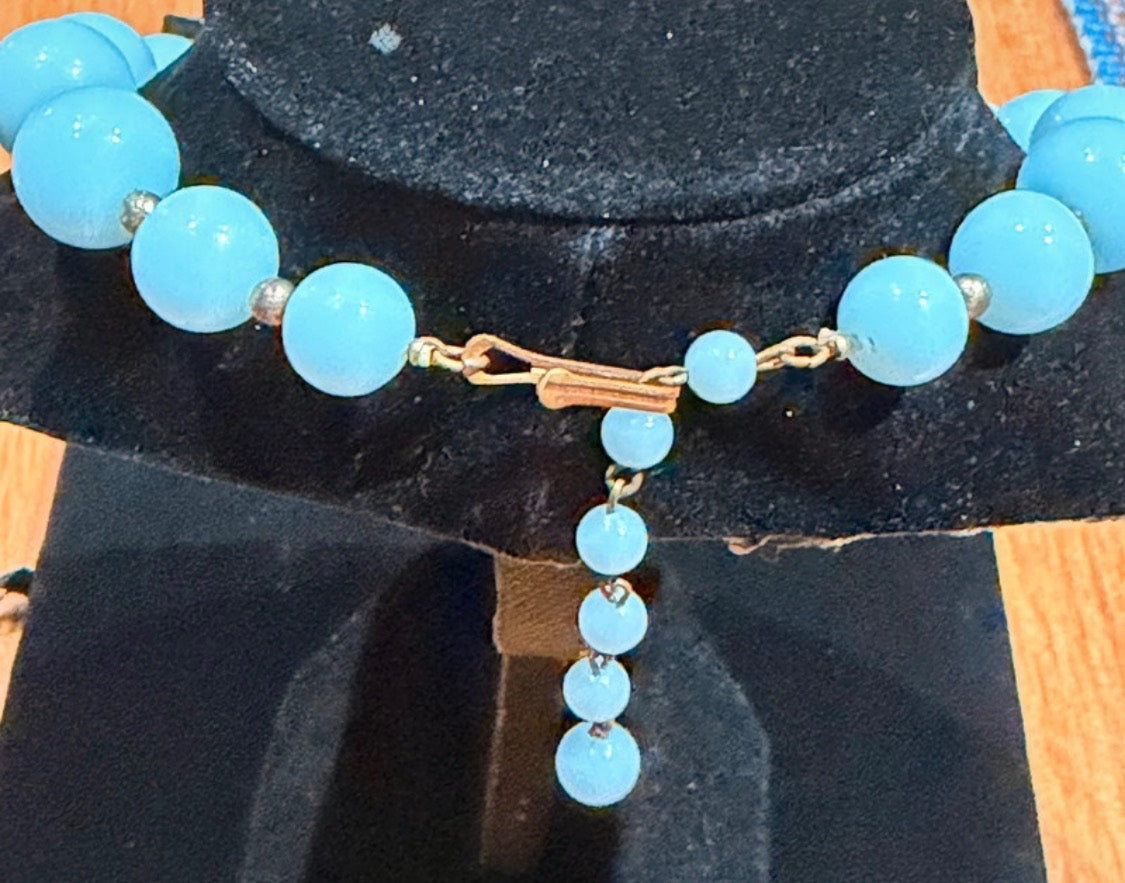 Robin Egg Blue Set - necklace, bracelet, clip on earrings