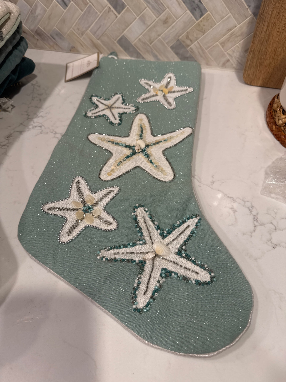 Christmas Stocking Beaded Shell Starfish 