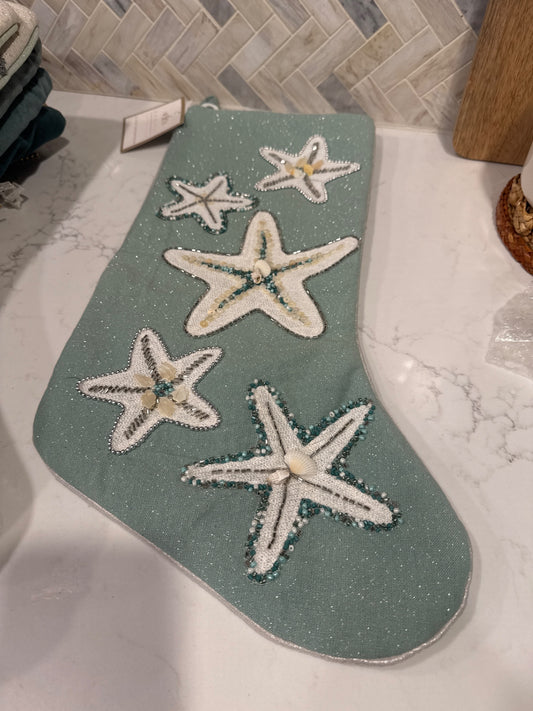 Christmas Stocking Beaded Shell Starfish 