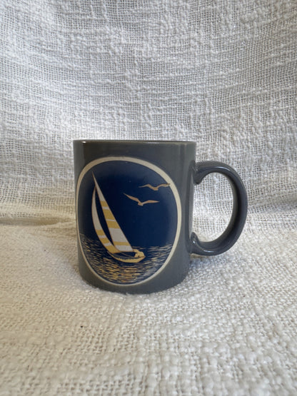Otagiri gold sailboat mug Japan 