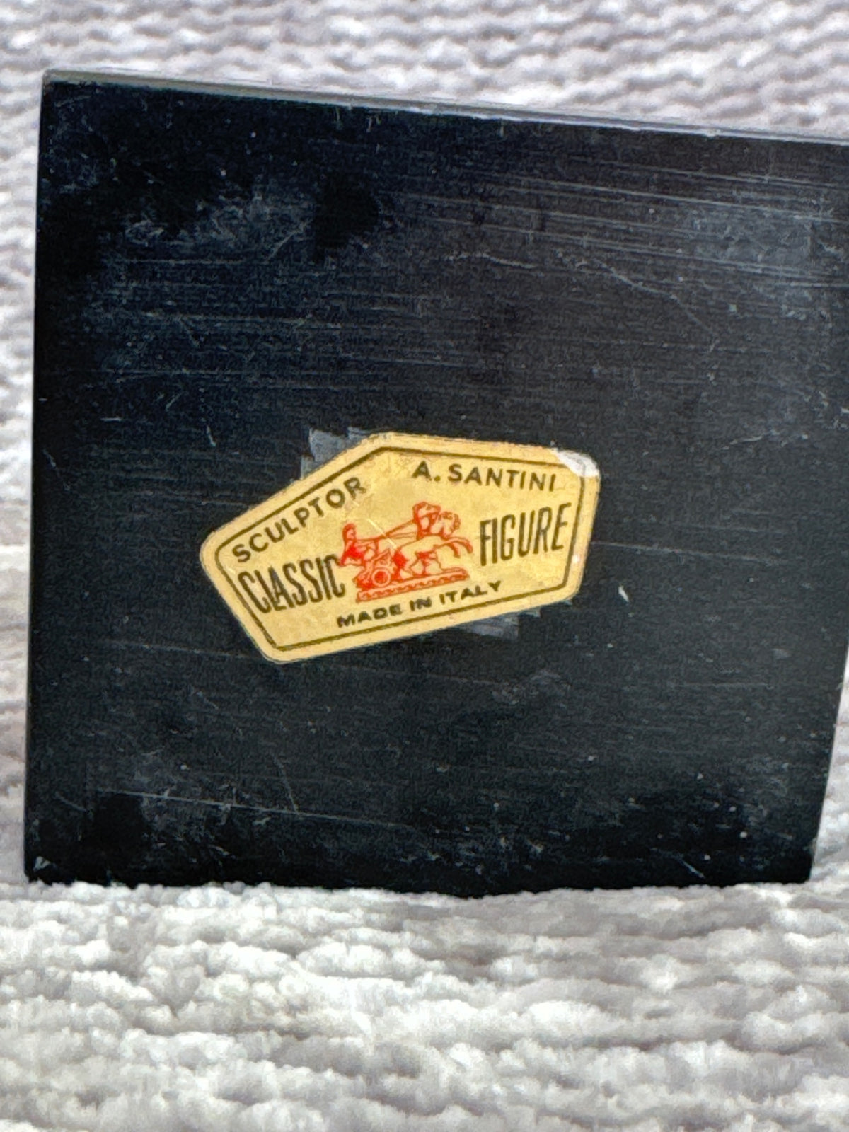 Mid- century Italian David sculpture A. Santin signed & original gold foil label alabaster composite 