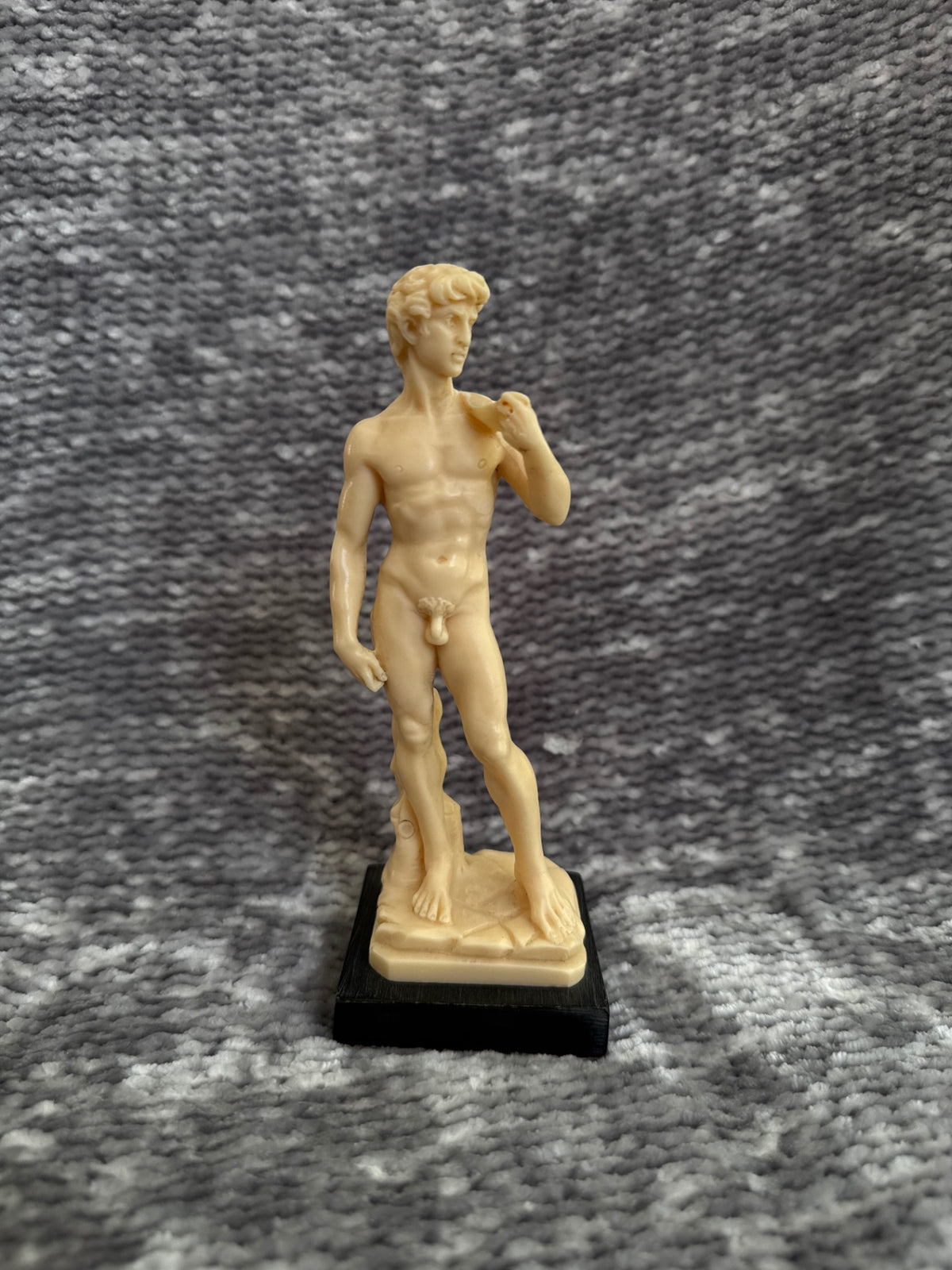 Mid- century Italian David sculpture A. Santin signed & original gold foil label alabaster composite 