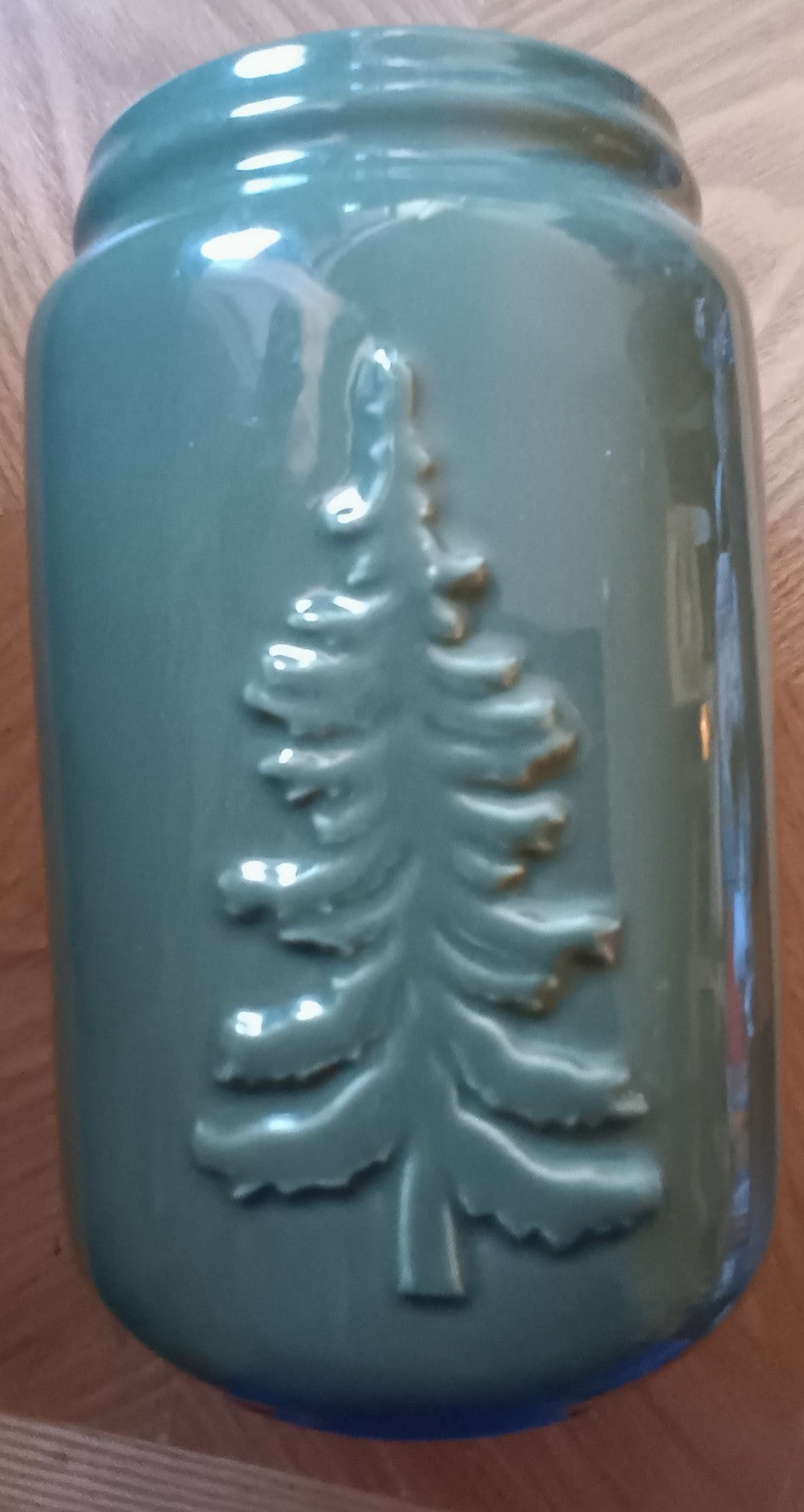 Green Evergreen Embossed Jar