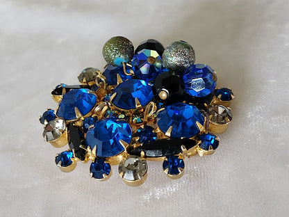 Juliana Blue Rhinestones & Beads Brooch
