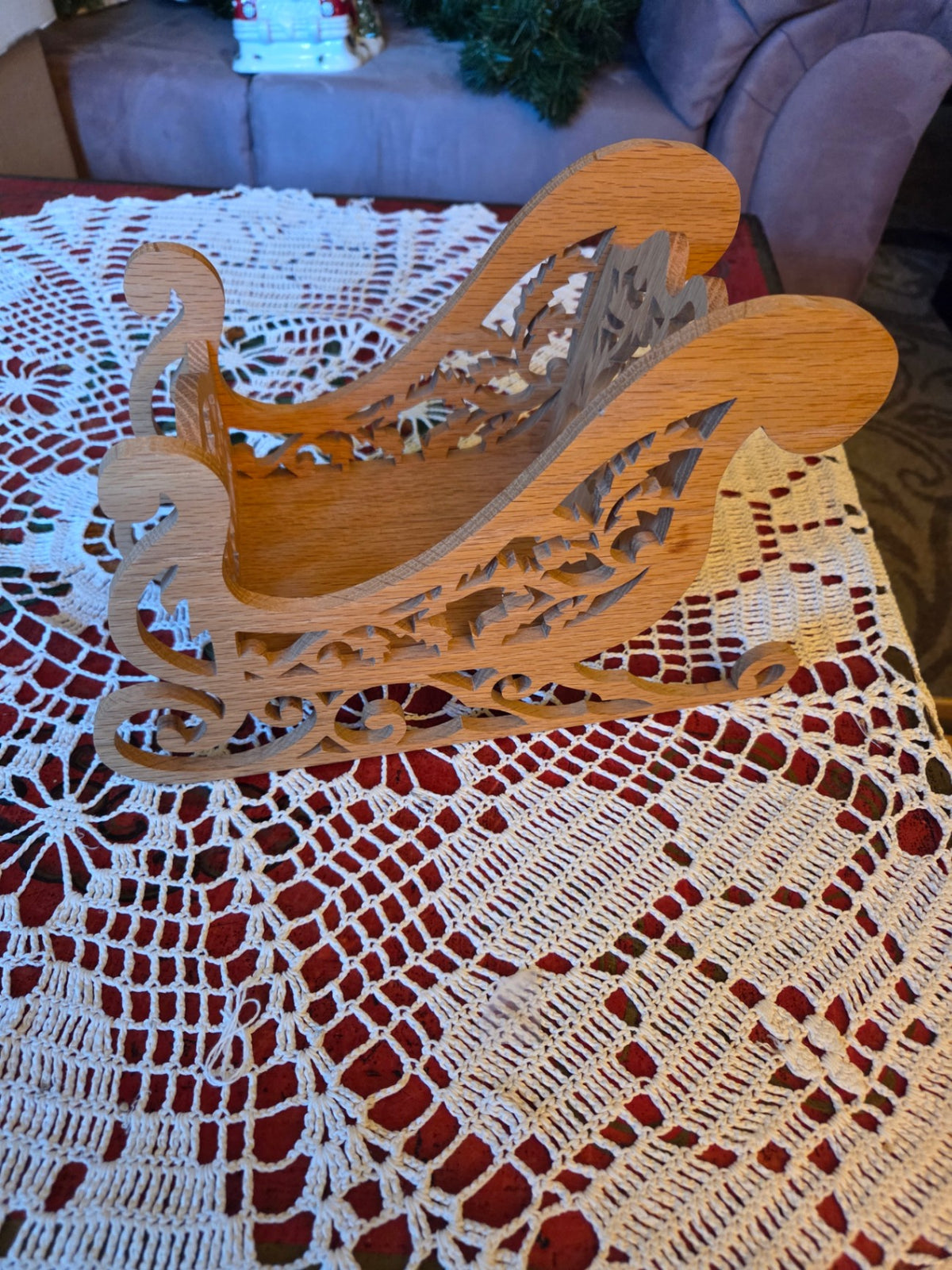 Fretwoek wooden sleigh 