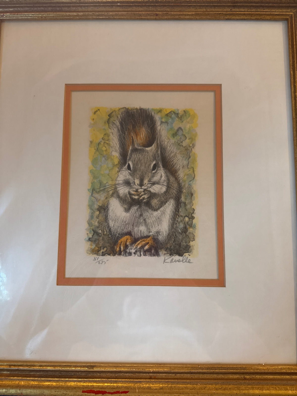 Vintage Squirrel print signed